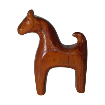 Image of Brave Wings Hand Carved Wooden Horse 18cm High Ornament Sculpture Figurine Statue Unique Table Decoration Home Decor 5169