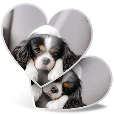 Image of 2 x Heart Stickers 7.5 cm Cavalier King Charles Spaniel Dog Laptop Tablet Luggage Scrapbook #12388