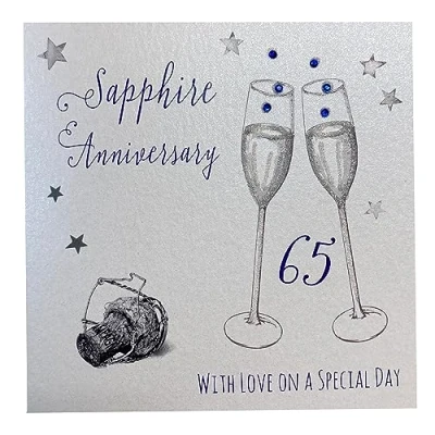 Image of White Cotton Cards &quot;Happy 65th Anniversary With Love On Your Special Day Handmade Card, WA65