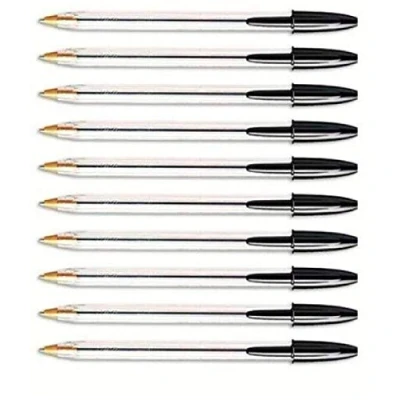 Image of 100x Bic Cristal Medium 1.0mm Ball Point Pens BLACK Ballpoint Biro