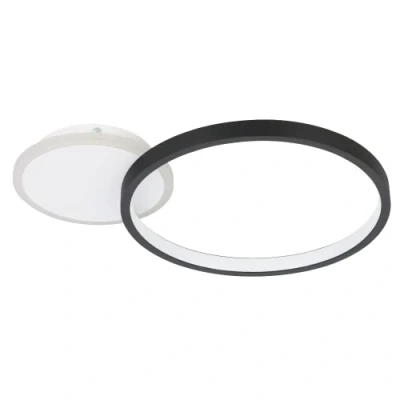 Image of EGLO LED ceiling lamp Gafares, black aluminium 41 cm remote control CCT