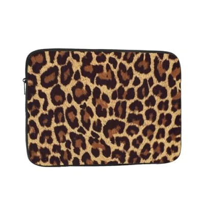 Image of Leopard Patterned Wallpaper Printed Laptop Sleeve For 13 Inch Laptop, Shockproof Oxford Fabric Protective Case Bag