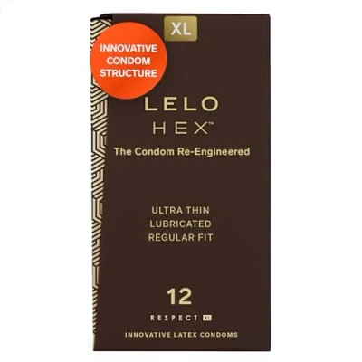 Image of LELO HEX Respect XL, Extra Large Condoms with Increased Strength, Lubricated XL for Men, 2.28 Inch/58mm Diameter (12 Pack)