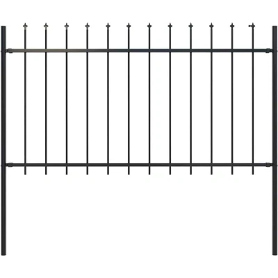 Image of vidaXL Garden Fence with Spear Top Steel 1.8 m Black