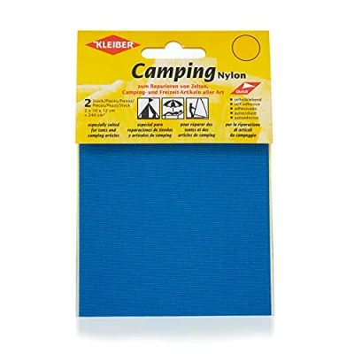 Image of Kleiber Canvas Style Self Adhesive Waterproof Nylon Repair 2 Patches (10cmx12cm Each) Bright Blue/Azure