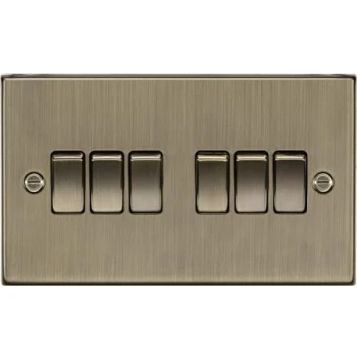 Image of KnightsBridge 10AX 6G 2 Way Plate Switch Square Edge Antique Brass