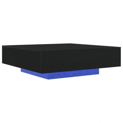 Image of vidaXL coffee table black oak square matte finish 100x31 cm for living room lounge engineered wood furniture