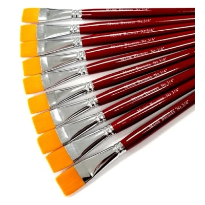 Image of Major Brushes Orange Flat Synthetic Sable 3/4&quot; (19mm) Set of 10