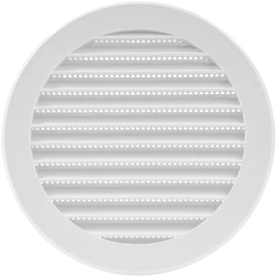 Image of Vent Systems 125 mm / 5&quot; Inch Round Soffit Cover White Louvered Plastic Grill Grille with Screen Mesh HVAC, Ducting, Pipe Air Supply Vents for Bathroom, Kitchen