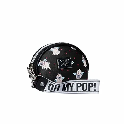 Image of Oh My Pop! Pug Oval Coin Purse, Black, 11.5 x 9 cm