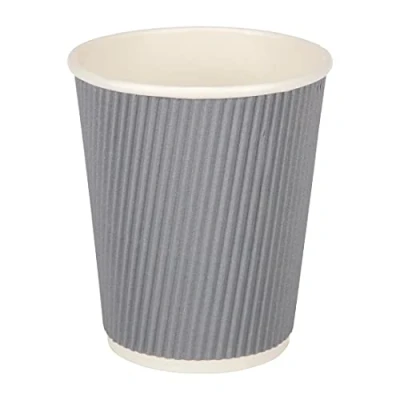 Image of Fiesta GP430 Takeaway Coffee Cups, Ripple Wall, 8 oz., Charcoal (Pack of 25)