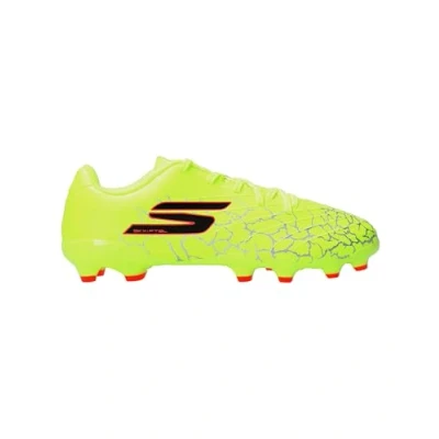 Image of Skechers Performance JR Youth FG Unisex Moulded stud football boots for kids, Size: 4, Black/yellow Textile/synthetics