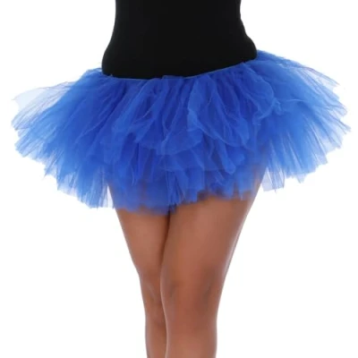 Image of Running Tutu Skirt Fancy Dress 1980s Hen Party Dance Extra Fluffy 5 Layers Plus Size (Neon Blue)