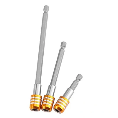 Image of Drill Bit Extension Stainless Steel Holder Bar for 1/4&quot; Hex Shank Electric Screwdriver Bits(Yellow Three/Group)