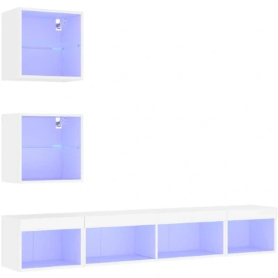 Image of vidaXL 5 Piece TV Wall Units with LED White Engineered Wood