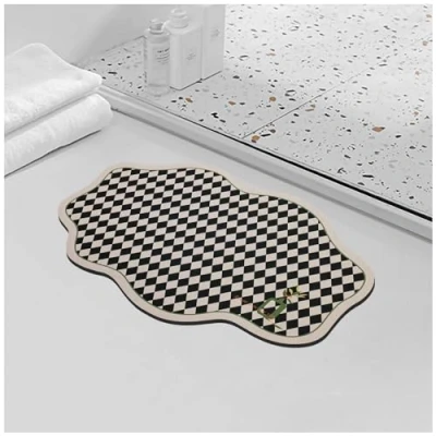Image of ROOMTONE Bath Mat, 50 x 80 cm, Absorbent and Non Slip, Quick Dry Bathroom Floor Mat for Shower Bathtub, ShepherdCheck