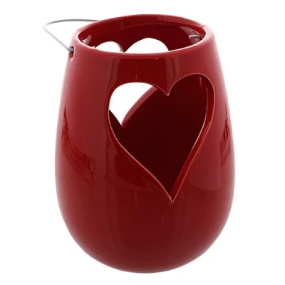 Image of Juliana Ceramic Hanging Tealight Holder Red Heart Cut out Large