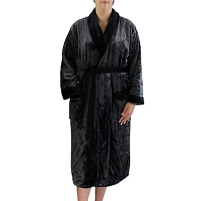 Image of Gözze Unisex Bathrobe / Dressing Gown with Shawl Collar, Silk Feel, 100% Microfibre, 330 g/m², Size XXL Anthracite