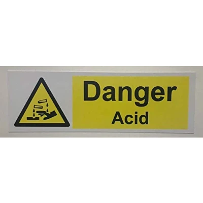 Image of Danger acid Safety sign Self adhesive sticker 150mm x 50mm