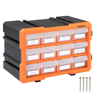 Image of MONZANA® Transparent Storage Organiser Stackable Small Parts Case Plastic Tool Box 24 Compartments Removable DIY Multi Drawer Perfect for Screws Nails &amp; Bolts