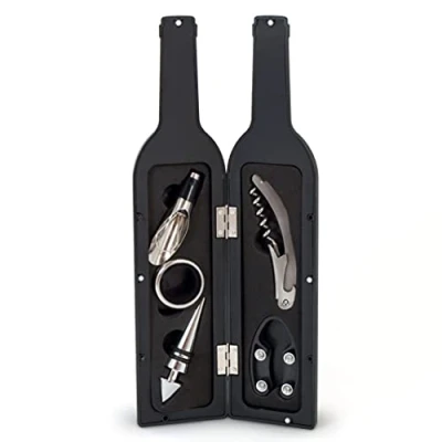 Image of The Source Wholesale Connoisseur Creations Wine Bottle Tools Accessory Set in Decorative Case