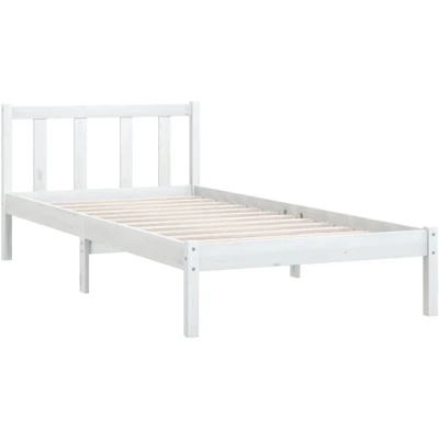 Image of vidaXL Bed Frame without Mattress White Solid Wood Pine Single
