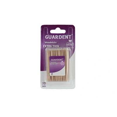 Image of Guardent Dental Extra Thin Toothpicks and Biodegradable Woodsticks Plaque Remover Fresh Effect Mint &amp; Fluoride Flavor 120 Picks