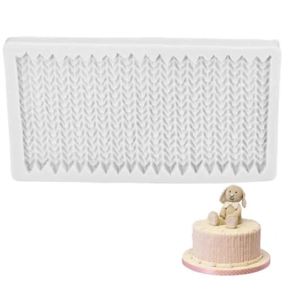 Image of Hrippy 1pc Fondant Impression Mat Knitting Sweater Texture Embossed Icing Moulds Silicone Cake Cupcake Decorating Supplies Molds