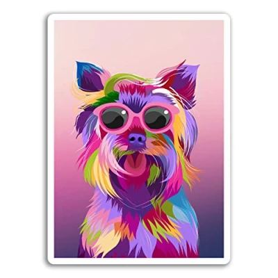 Image of 2 x 10cm Yorkshire Terrier Vinyl Stickers Dog Cute Sticker Laptop #18561 (10cm Tall)
