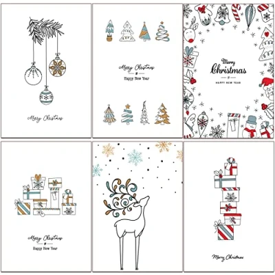Image of 36 Eco Friendly Christmas Doodle Cards made from Recycled Card