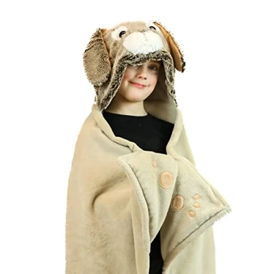 Image of COZY NOXXIEZ Hooded Animal Snuggle Blanket 130 x 100cm Bunny