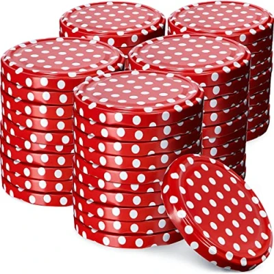 Image of KADAX Jar Lids Ø 82 mm, Secure Metal with Six Threads, Seals Replacement, Twist Off Closure for Pickling and Preserving (Red Peas, Set of 50)