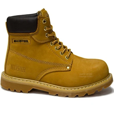 Image of MAXSTEEL Mens Work Safety Shoes Leather Boots Steel Toe Cap Ankle Trainers (UK 6)