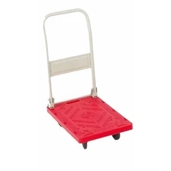 Image of Folding Platform Trolley; 600 x 385 820; Fixed/Swivel Castors; Red