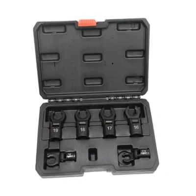 Image of US. Pro Tools 6pc 3/8&quot; Dr Flexible Crows Foot Wrench Set Black 6 Point