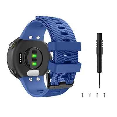Image of MoKo Strap Compatible with Garmin Forerunner 45/Swim 2, Soft Silicone Adjustable Replacement Watch Band Wristband, Midnight Blue