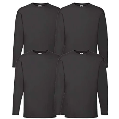 Image of Fruit of the Loom Men&#039;s Valueweight Long Sleeve Sports Top, black, 3XL