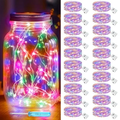 Image of 20 Pack LED Fairy Lights Battery Operated, 2M 20LED Mini String Powered, Powered Waterproof Indoor Outdoor for Jars,Christmas,Party, Bedroom (Colorful)