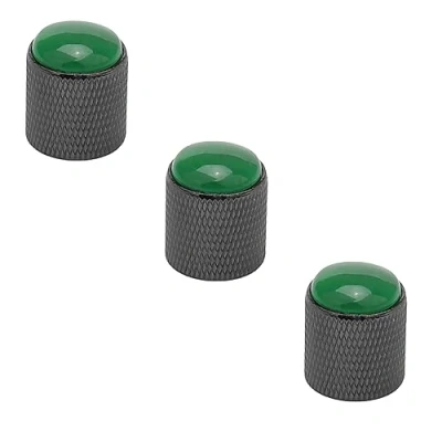 Image of Pxyelec Black+ Green Glass Top Alloy Volume Tone Control Knob for Electric Guitar Pack of 3