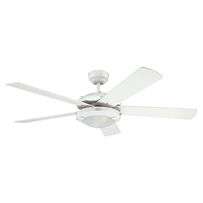 Image of Westinghouse Ceiling Fans 78017 Comet One Light 132 cm Five Blade Indoor Fan, White Finish with Frosted Glass