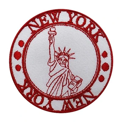 Image of Traveler Stamp Patch, New York Travel Groovy Patch Embroidered Iron on Sew Badge for Clothes etc. 7cm