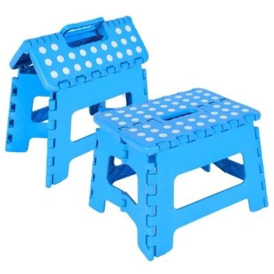 Image of 9 Inch Folding step Stool for Adults,Non Slip Foldable Steps Kitchen,Gardens,Bedrooms,Plastic Kids,Collapsible Folding,Step Up Stool,Fold Away (Blue)
