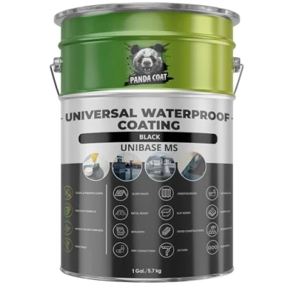 Image of PandaCoat Waterproof Sealant Liquid Plastic Sealing Black Gutter Flat Roof Seal Concrete, Metal &amp; Wood Slurries (5.7 kg)