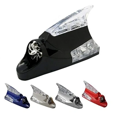 Image of shark fin signal antenna, car antenna radio warning flash lamp for am/fm roof red