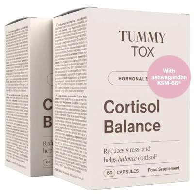 Image of Cortisol Reducing Supplement with Ashwagandha KSM 66, Rhodiola Rosea Magnesium, Vitamin B6, and B5 120 Capsules by Tummy Tox Balance