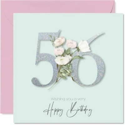 Image of 56th Birthday Cards for Women Fancy Floral Flowers Happy Card 56 Year Old Woman Nanny Nan Cousin Friend, 145mm Bday Greeting