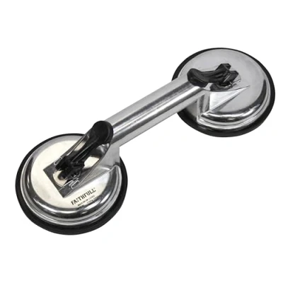 Image of Faithfull FAISUCPAD2 Aluminium Double Pad Suction Lifter 120 mm Pads Supports Up to 110 kg