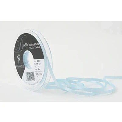 Image of Berisfords Double FACE Poly Satin Ribbon, Sky, 5 mm