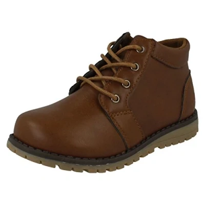 Image of Boys JCDees Trendy Lace Up Ankle Boots Brown Synthetic UK Size 7 EU 24 US 8