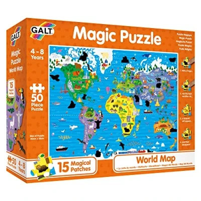 Image of Galt, Magic Puzzle World Map, Puzzle, 50 piece Ages 4 to 8 Years Plus